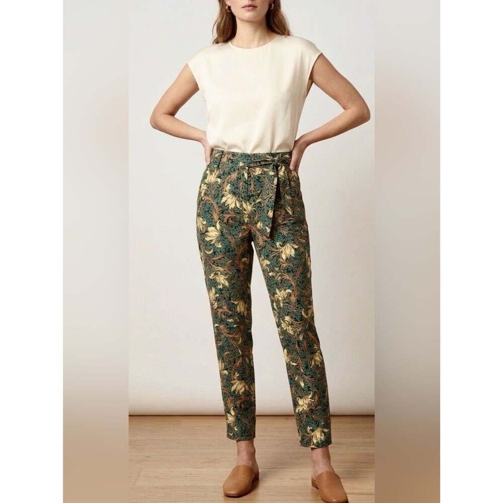 ZARA floral printed tie trousers